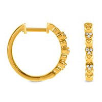 0.1 CT. T.W. Diamond Alternating Heart Hoop Earrings in Sterling Silver with 14K Gold Plate