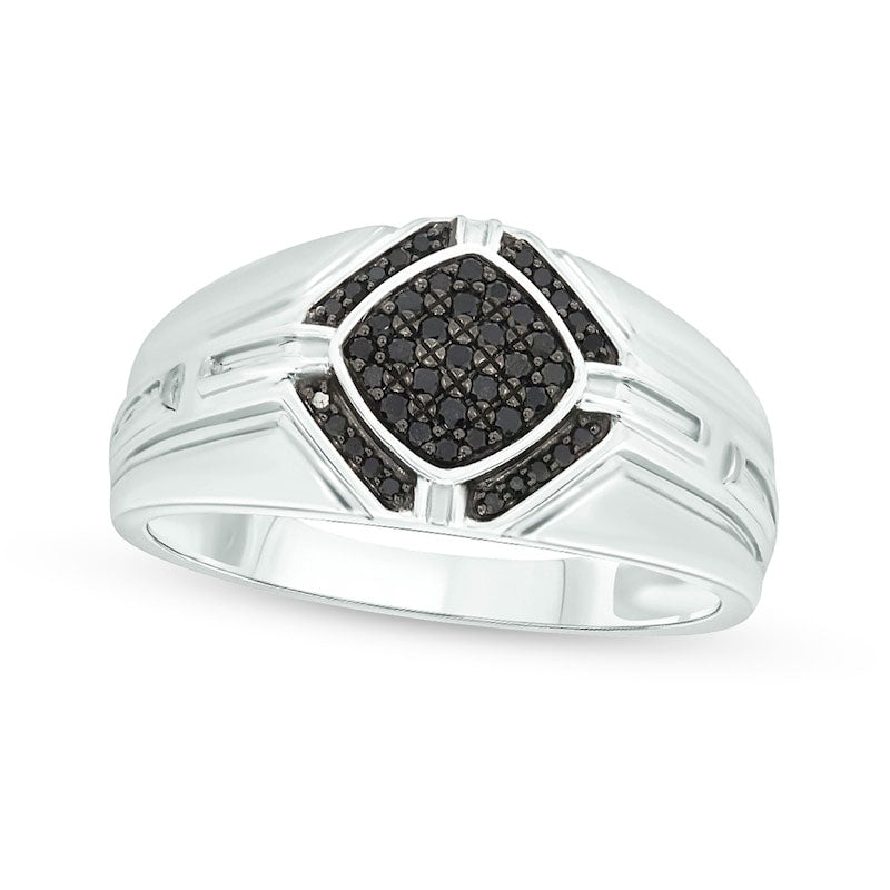 Men's 0.25 CT. T.W. Composite Black Enhanced Natural Diamond Square-Top Ring in Sterling Silver