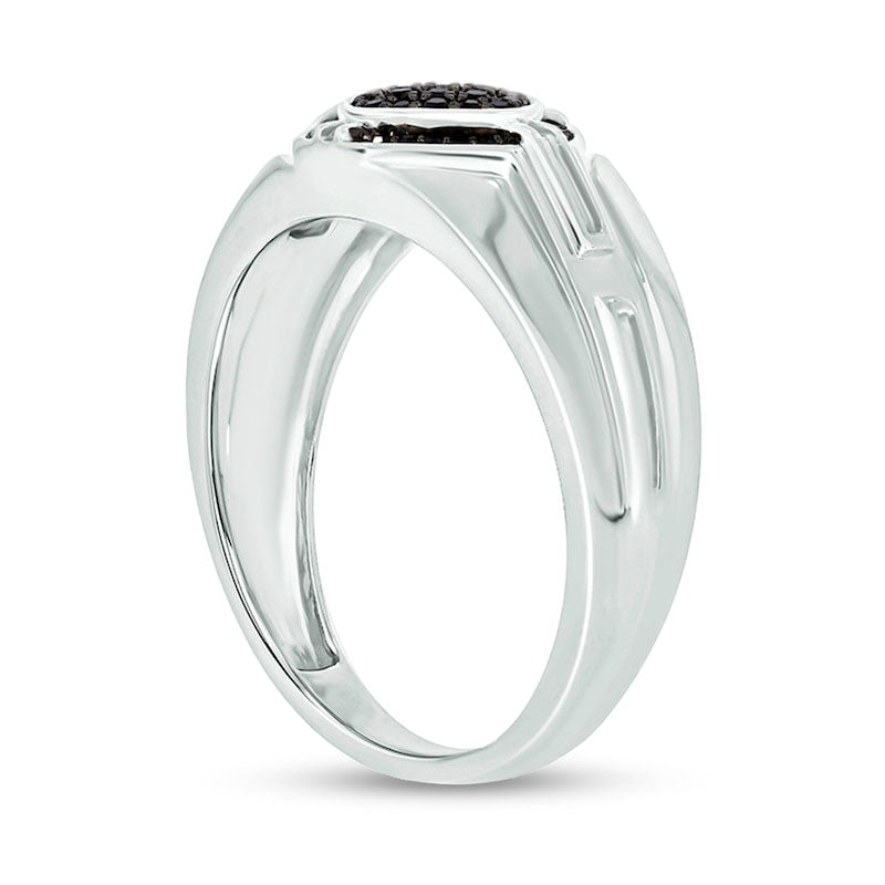 Men's 0.25 CT. T.W. Composite Black Enhanced Natural Diamond Square-Top Ring in Sterling Silver