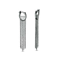 Semi-Circle with Forzatina Cable Chevron Chandelier Drop Earrings in Sterling Silver