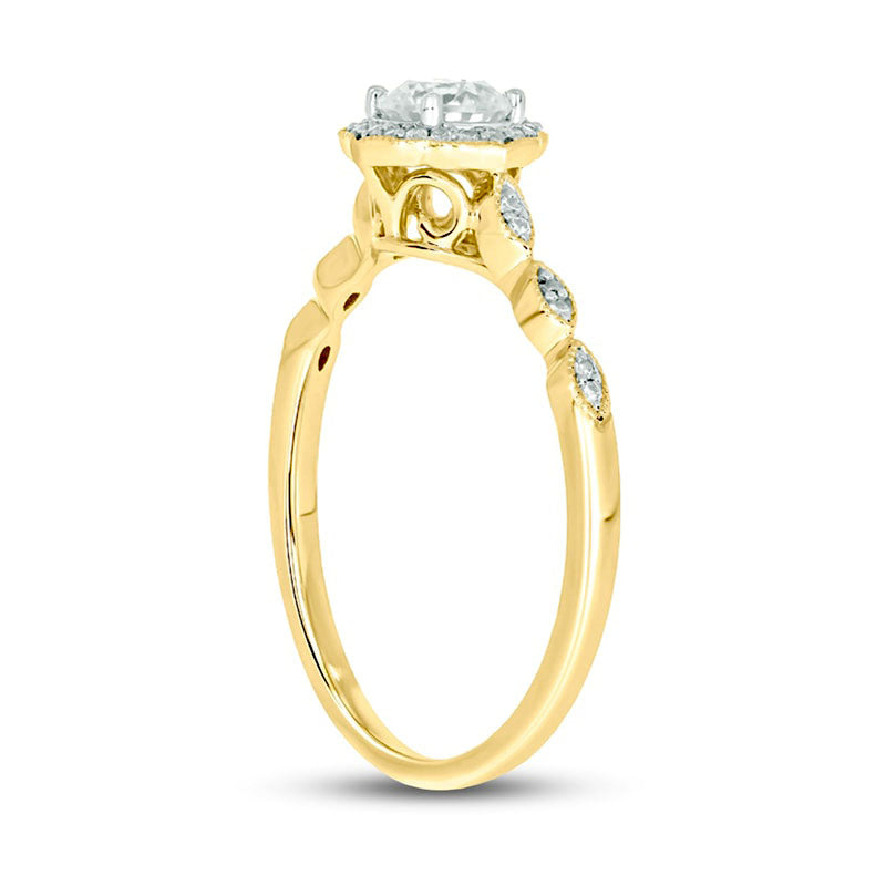 0.50 CT. T.W. Natural Diamond Frame Antique Vintage-Style Engagement Ring in Solid 10K Yellow Gold (I/I2)