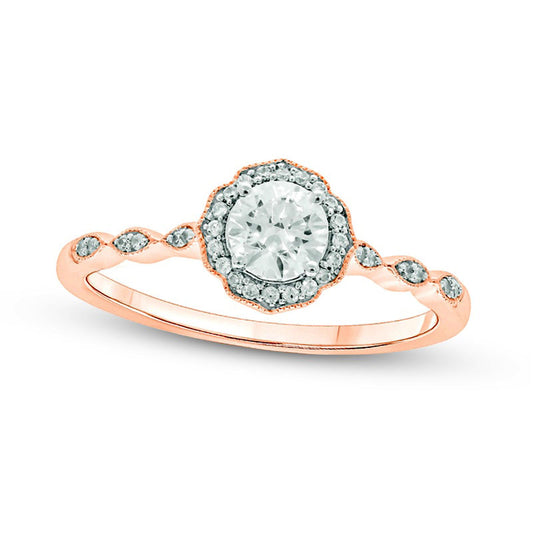 0.50 CT. T.W. Natural Diamond Frame Antique Vintage-Style Engagement Ring in Solid 10K Rose Gold (I/I2)