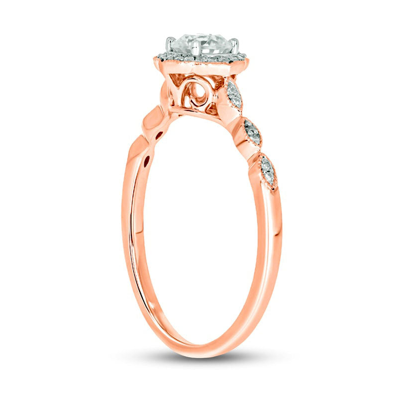 0.50 CT. T.W. Natural Diamond Frame Antique Vintage-Style Engagement Ring in Solid 10K Rose Gold (I/I2)