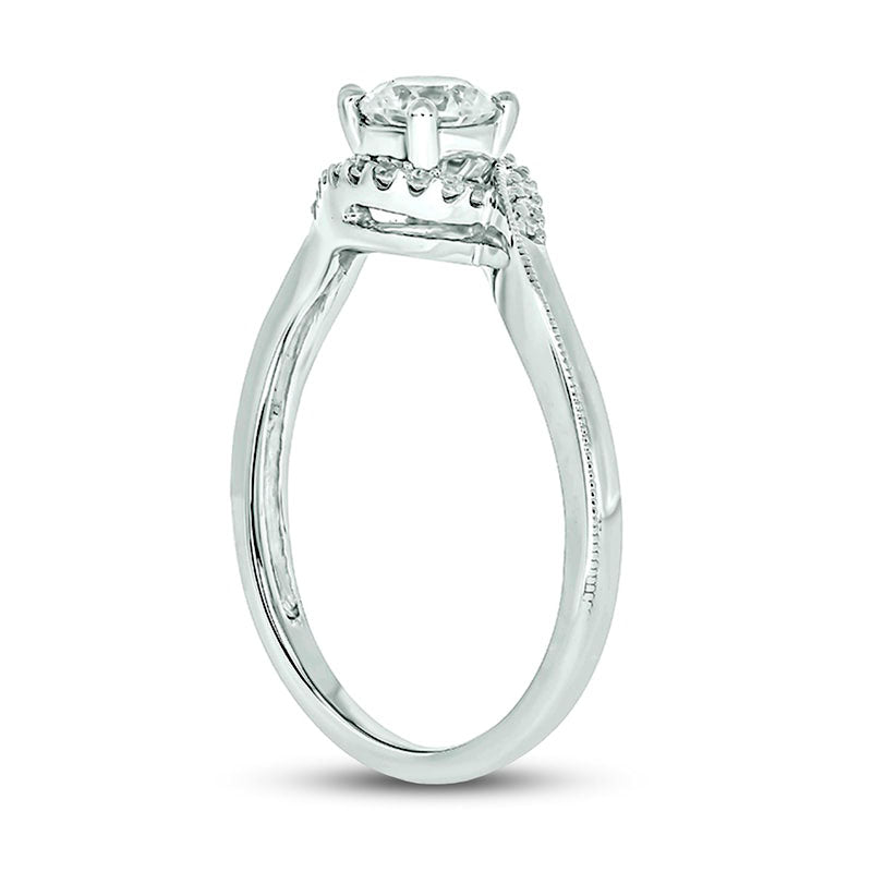 0.50 CT. T.W. Natural Diamond Antique Vintage-Style Bypass Engagement Ring in Solid 14K White Gold (I/I2)