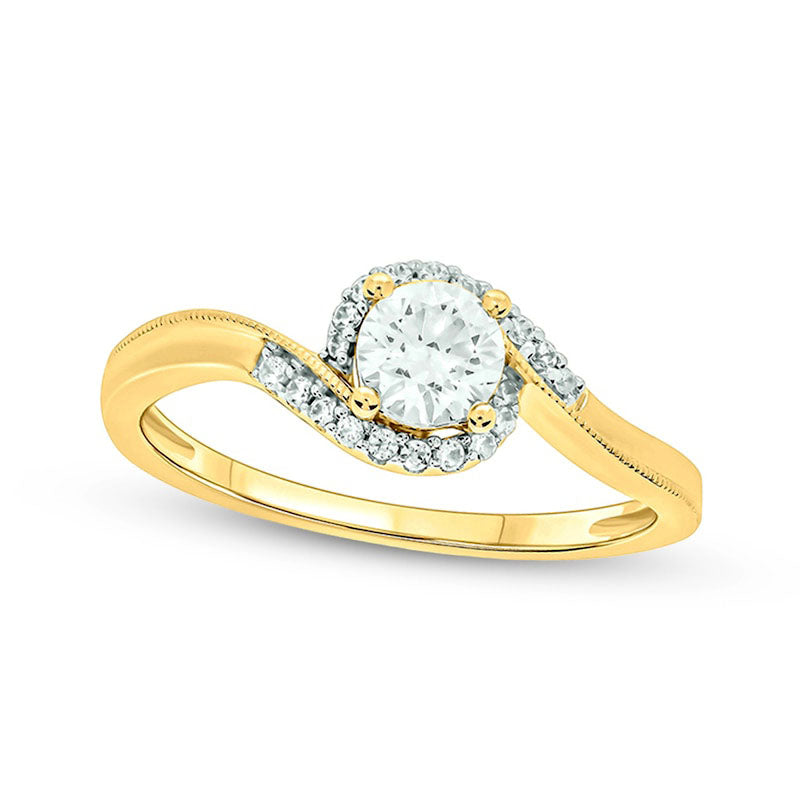 0.50 CT. T.W. Natural Diamond Antique Vintage-Style Bypass Engagement Ring in Solid 14K Gold (I/I2)