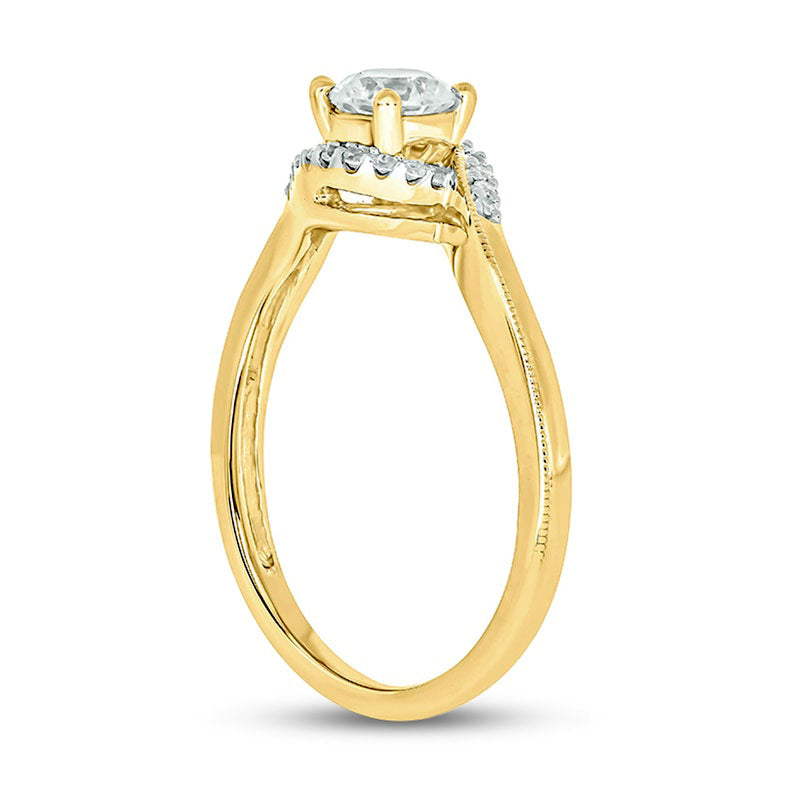 0.50 CT. T.W. Natural Diamond Antique Vintage-Style Bypass Engagement Ring in Solid 14K Gold (I/I2)