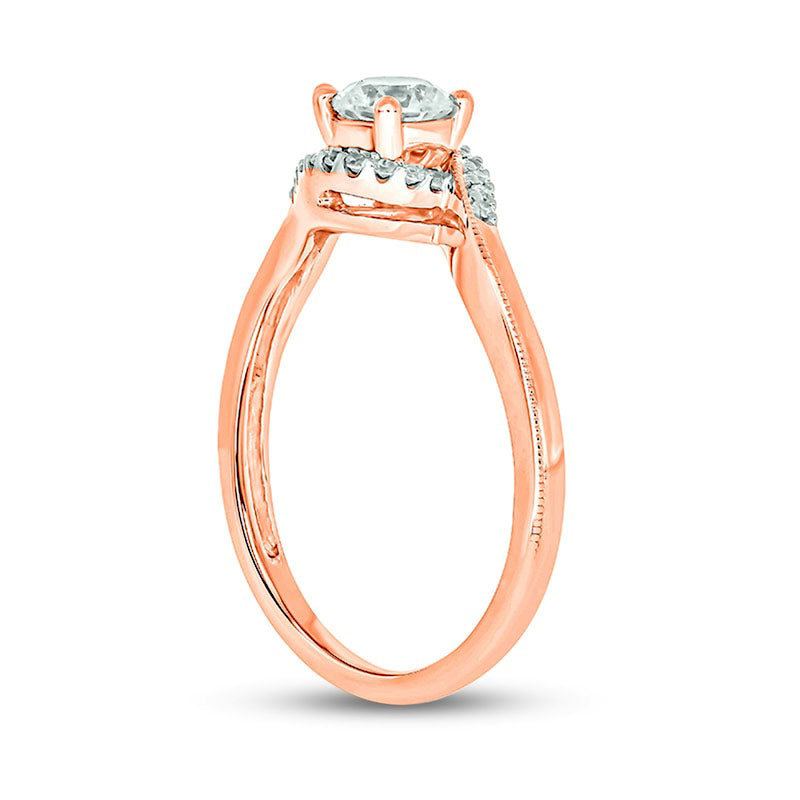 0.50 CT. T.W. Natural Diamond Antique Vintage-Style Bypass Engagement Ring in Solid 14K Rose Gold (I/I2)