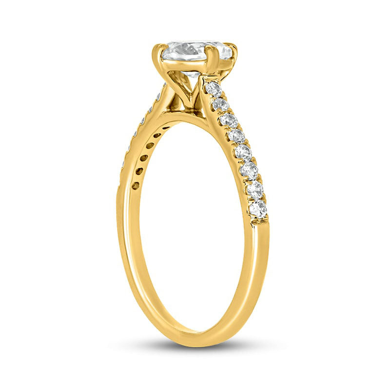 1.0 CT. T.W. Oval Natural Diamond Engagement Ring in Solid 14K Gold (I/I2)