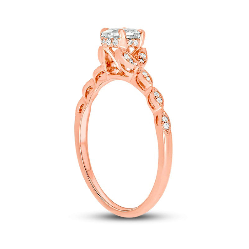 0.50 CT. T.W. Oval Natural Diamond Antique Vintage-Style Engagement Ring in Solid 10K Rose Gold (I/I2)