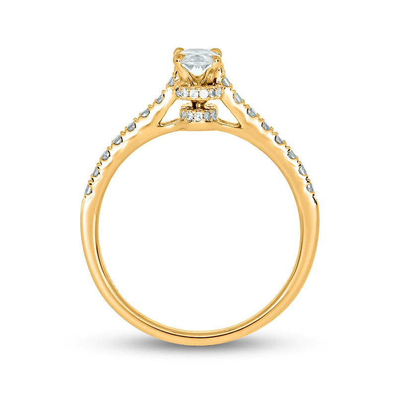 1.0 CT. T.W. Oval Natural Diamond Bridal Engagement Ring Set in Solid 14K Gold (I/I2)