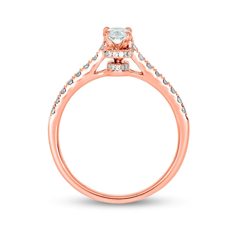 1.0 CT. T.W. Oval Natural Diamond Bridal Engagement Ring Set in Solid 14K Rose Gold (I/I2)