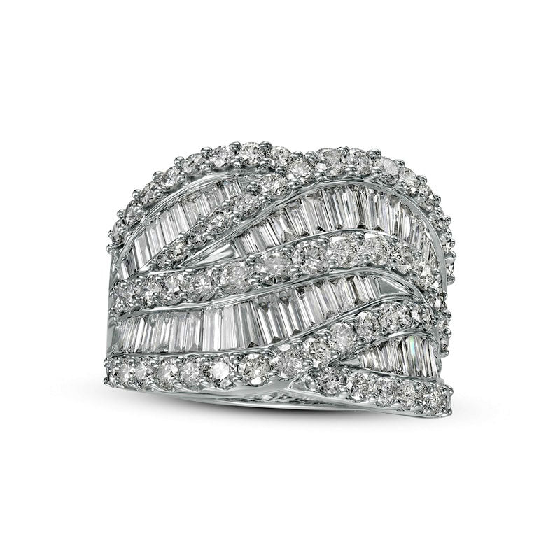 3.0 CT. T.W. Composite Natural Diamond Multi-Row Crossover Ring in Solid 10K White Gold