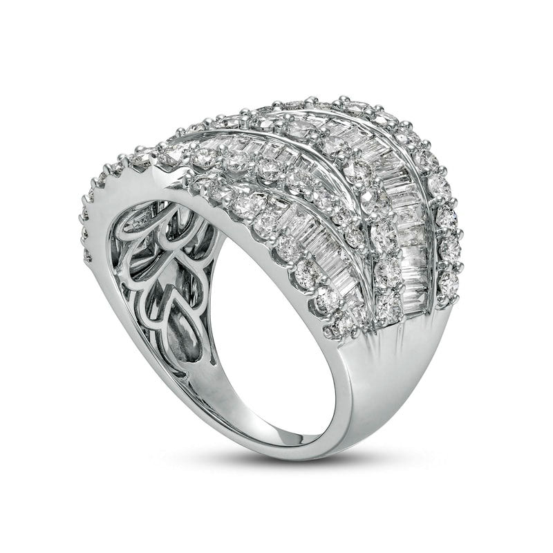 3.0 CT. T.W. Composite Natural Diamond Multi-Row Crossover Ring in Solid 10K White Gold