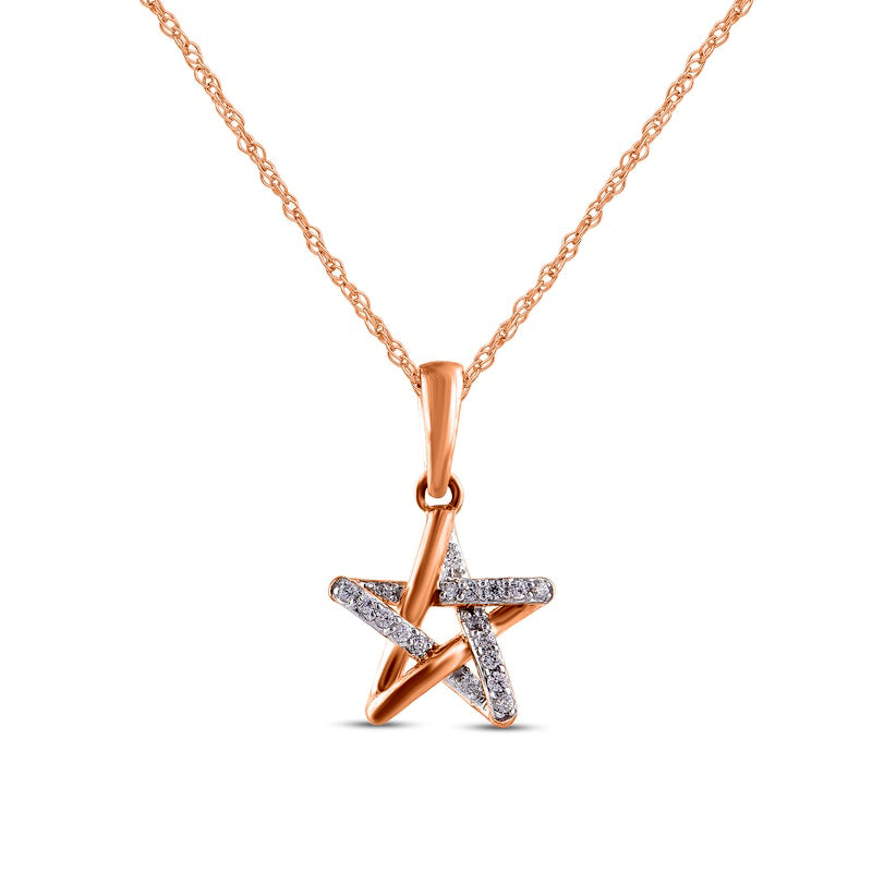 0.05 CT. T.W. Natural Diamond Star Pendant in 10K Rose Gold