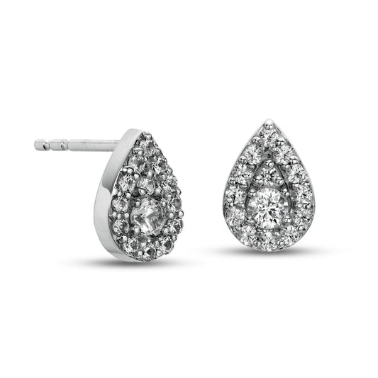 Pear-Shaped Composite White Lab-Created Sapphire Teardrop Stud Earrings in Sterling Silver