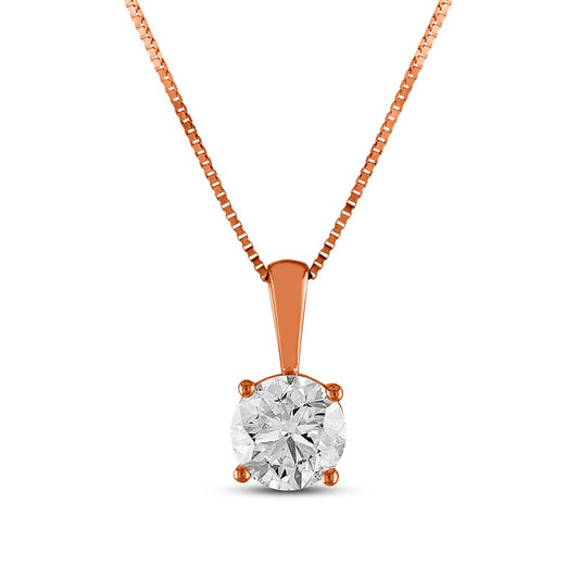 1 CT. Natural Clarity Enhanced Solitaire Pendant in 14K Rose Gold (J/I3)