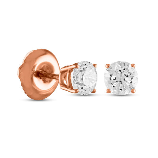 0.25 CT. T.W. Certified Diamond Stud Earrings in 14K Rose Gold (I/I1)