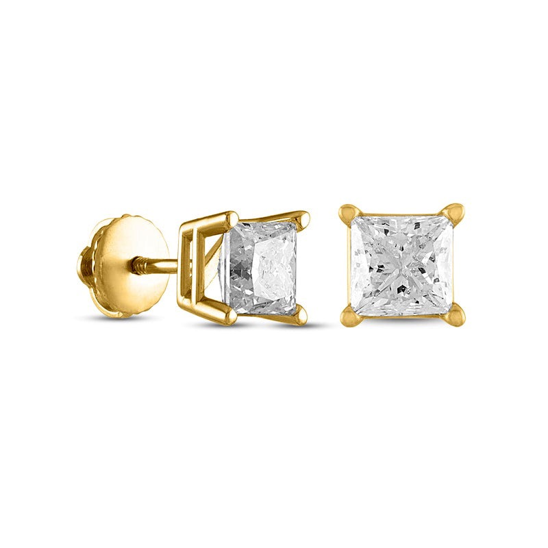 1 CT. T.W. Certified Princess-Cut Diamond Stud Earrings in 14K Gold (I/I1)