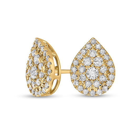 0.75 CT. T.W. Composite Pear-Shaped Diamond Frame Stud Earrings in 10K Gold