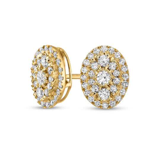 1 CT. T.W. Composite Oval-Shaped Diamond Frame Stud Earrings in 10K Gold