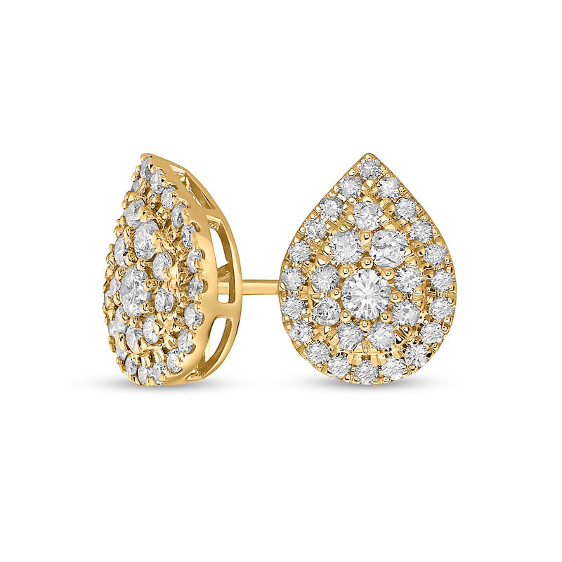 1 CT. T.W. Composite Pear-Shaped Diamond Frame Stud Earrings in 10K Gold