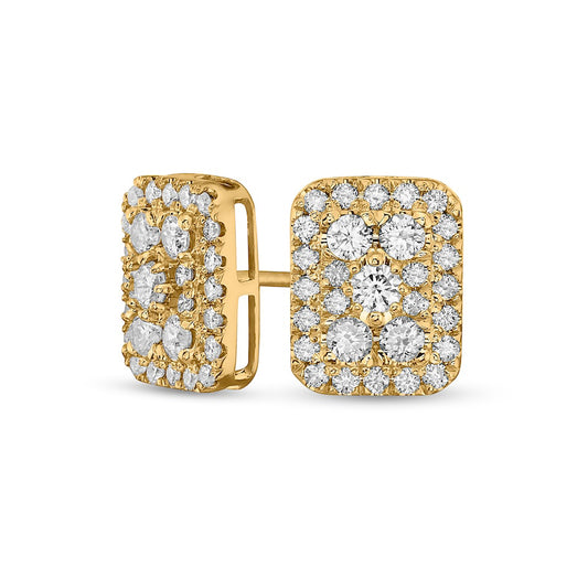 1 CT. T.W. Composite Emerald-Shaped Diamond Frame Stud Earrings in 10K Gold