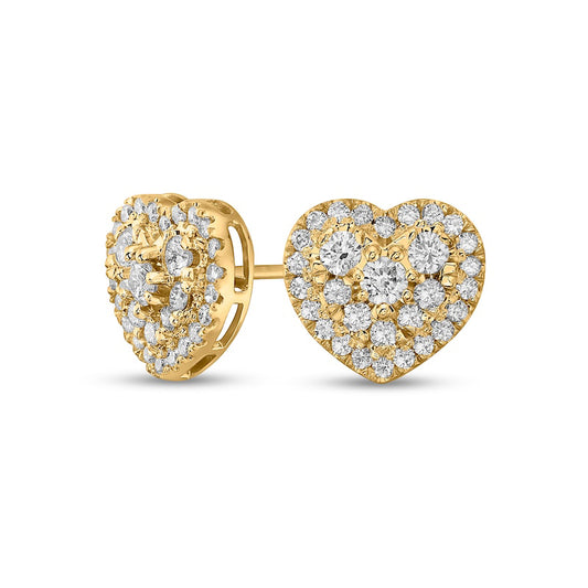 1 CT. T.W. Composite Heart-Shaped Diamond Frame Stud Earrings in 10K Gold