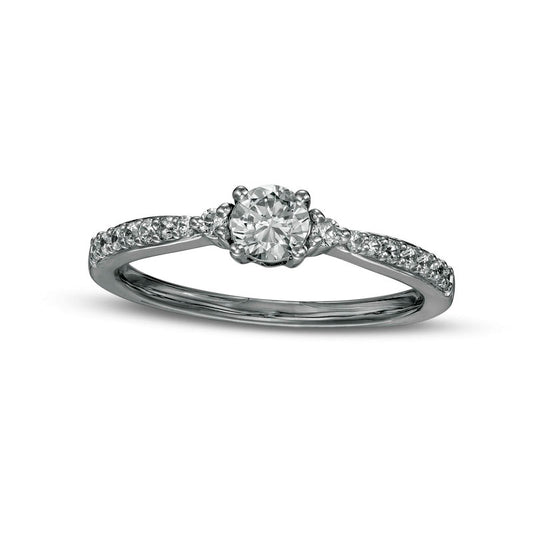 0.38 CT. T.W. Natural Diamond Engagement Ring in Solid 10K White Gold (J/I3)