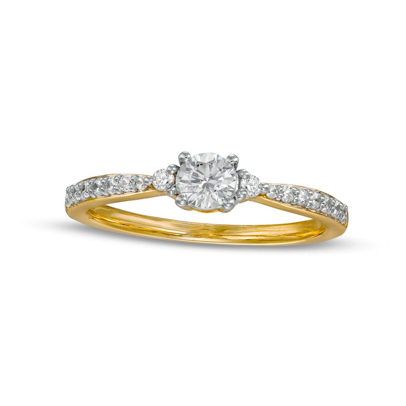 0.38 CT. T.W. Natural Diamond Engagement Ring in Solid 10K Yellow Gold (J/I3)