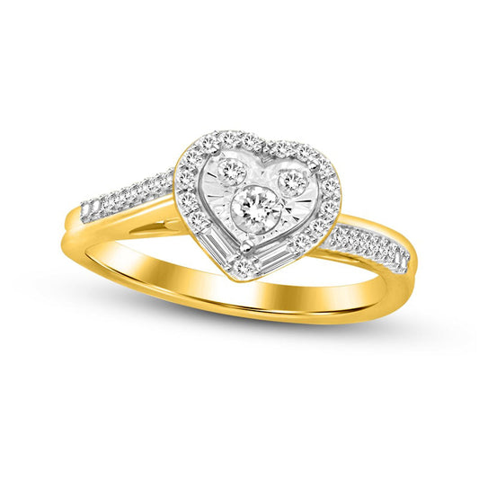 0.25 CT. T.W. Composite Heart-Shaped Natural Diamond Frame Bypass Promise Ring in Solid 10K Yellow Gold