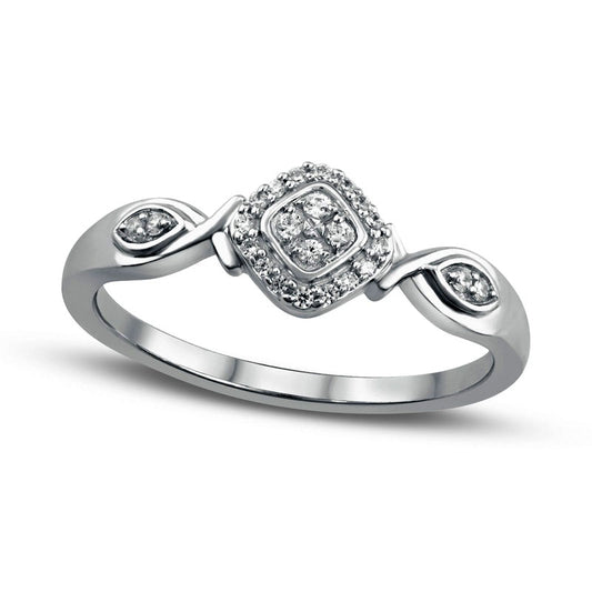 0.10 CT. T.W. Composite Natural Diamond Frame Twist Shank Promise Ring in Solid 10K White Gold