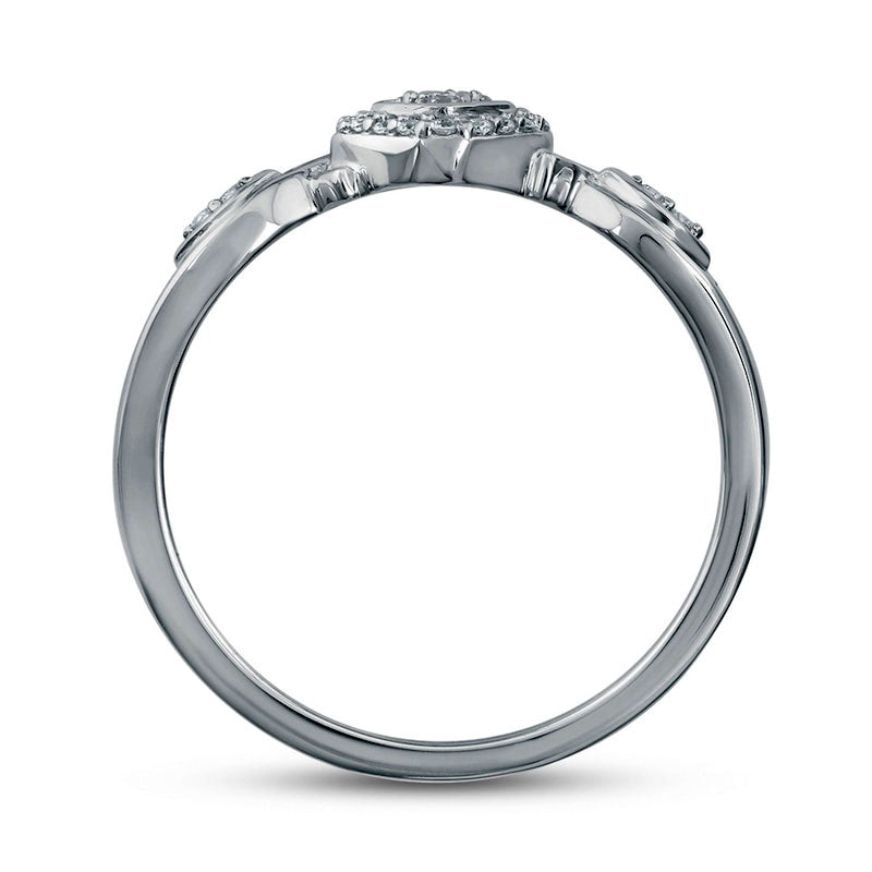 0.10 CT. T.W. Composite Natural Diamond Frame Twist Shank Promise Ring in Solid 10K White Gold