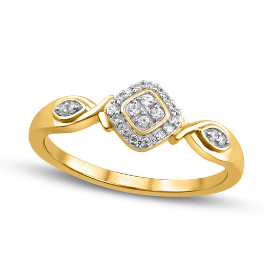 0.10 CT. T.W. Composite Natural Diamond Frame Twist Shank Promise Ring in Solid 10K Yellow Gold