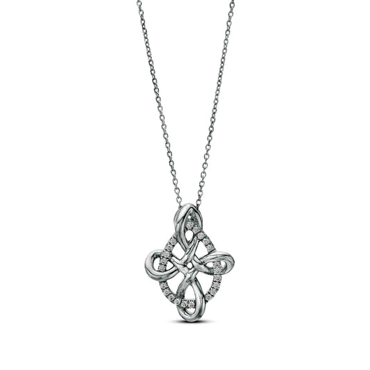 0.13 CT. T.W. Natural Diamond Interlocking Teardrop and Infinity Loop Pendant in Sterling Silver