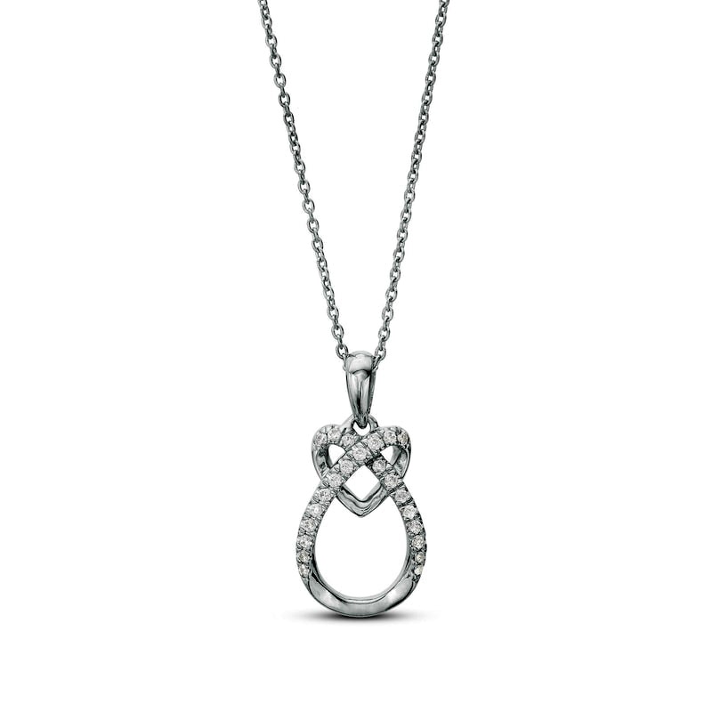 0.17 CT. T.W. Natural Diamond Heart and Teardrop Pendant in Sterling Silver