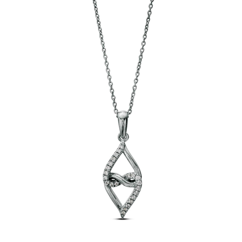 0.1 CT. T.W. Natural Diamond Double Twisted Heart with Infinity Pendant in Sterling Silver