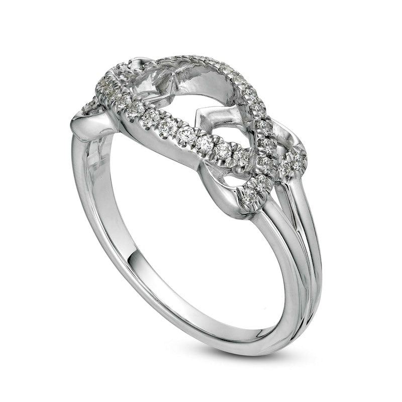 0.25 CT. T.W. Natural Diamond Double Heart Crossover Loop Ring in Sterling Silver