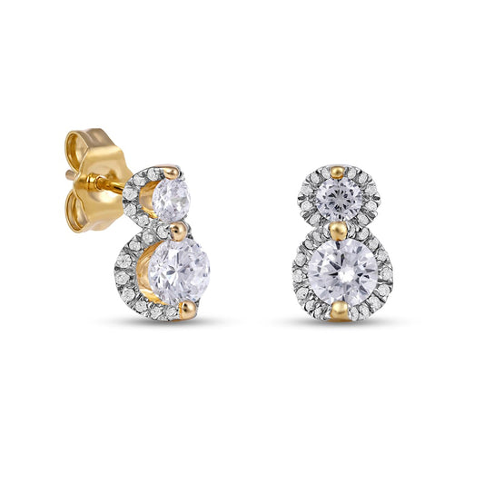 1 CT. T.W. Diamond Frame Double Drop Earrings in 10K Gold