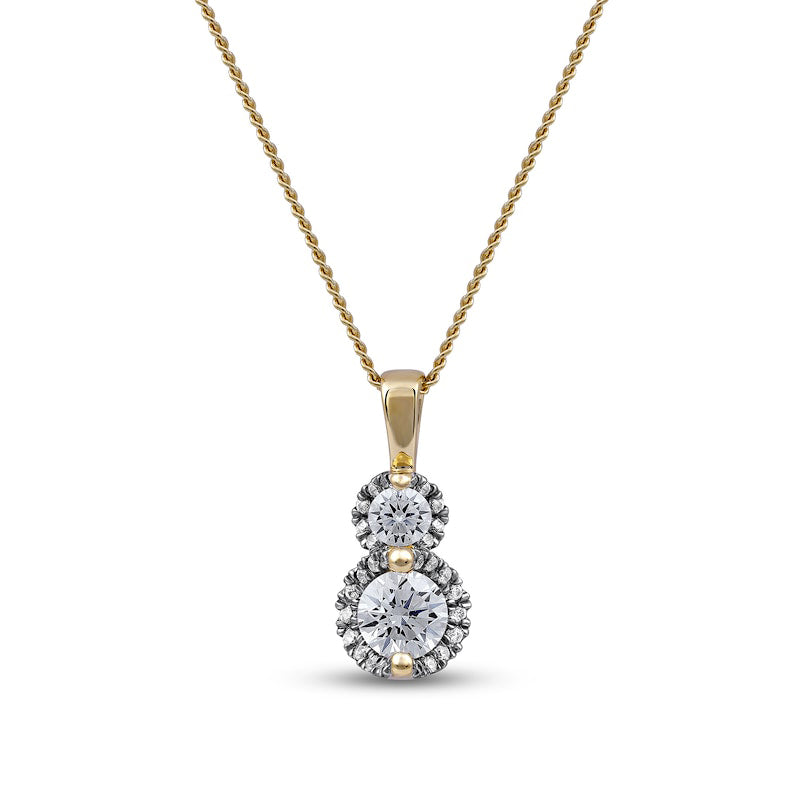 0.5 CT. T.W. Natural Diamond Frame Double Drop Pendant in 10K Yellow Gold