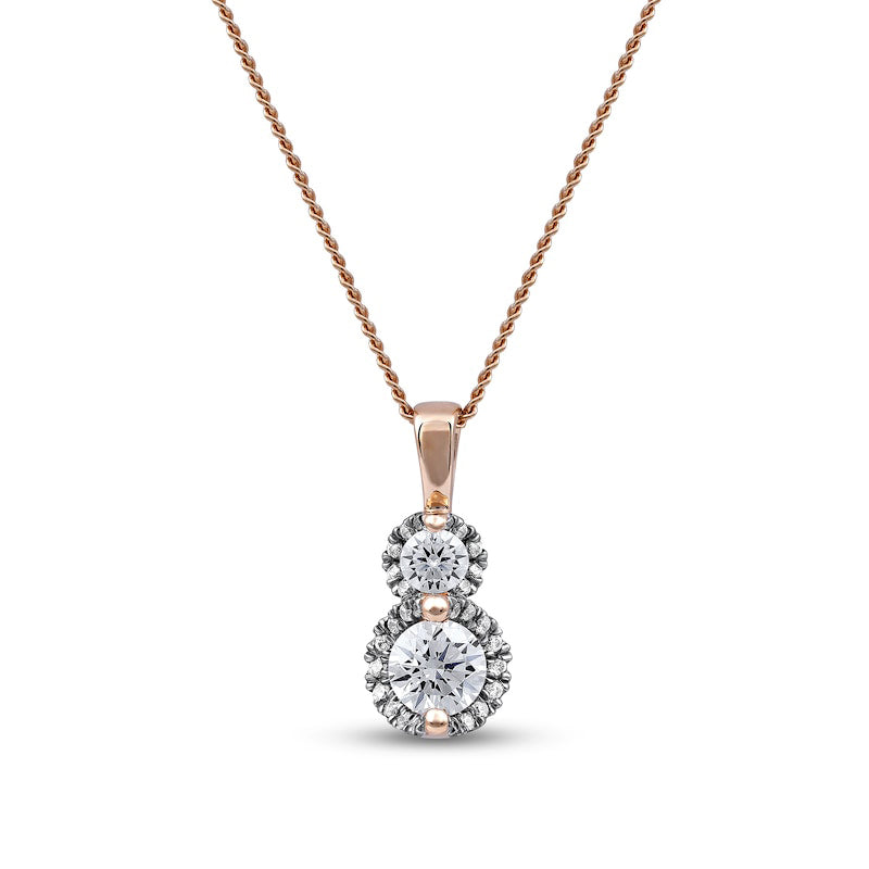 0.5 CT. T.W. Natural Diamond Frame Double Drop Pendant in 10K Rose Gold