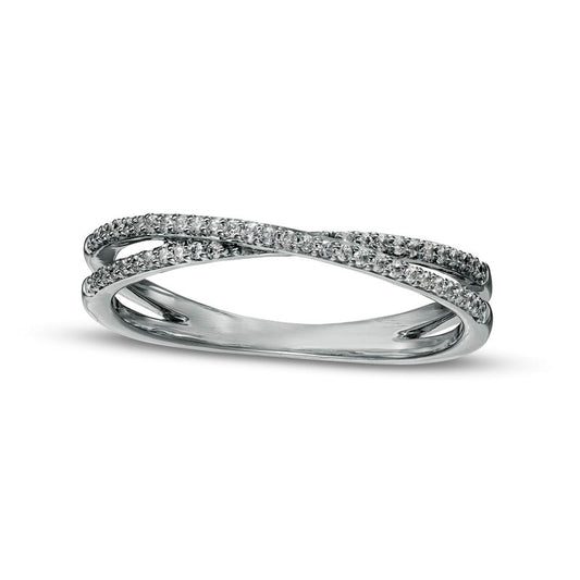 0.13 CT. T.W. Natural Diamond Orbit Criss-Cross Ring in Solid 10K White Gold