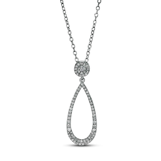 0.33 CT. T.W. Natural Diamond Elongated Open Teardrop Pendant in 10K White Gold