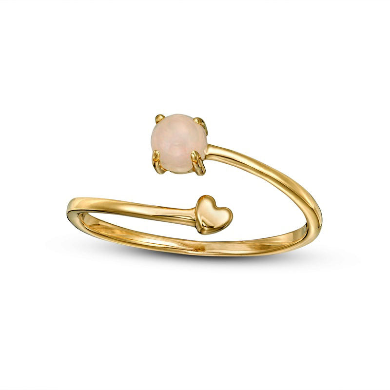 4.0mm Opal and Polished Heart Open Wrap Ring in Solid 10K Yellow Gold