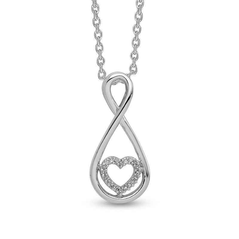 0.05 CT. T.W. Natural Diamond Infinity with Heart Pendant in Sterling Silver