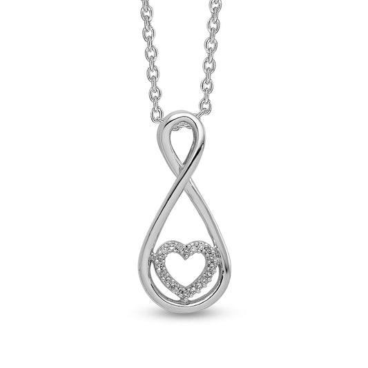 0.05 CT. T.W. Natural Diamond Infinity with Heart Pendant in Sterling Silver