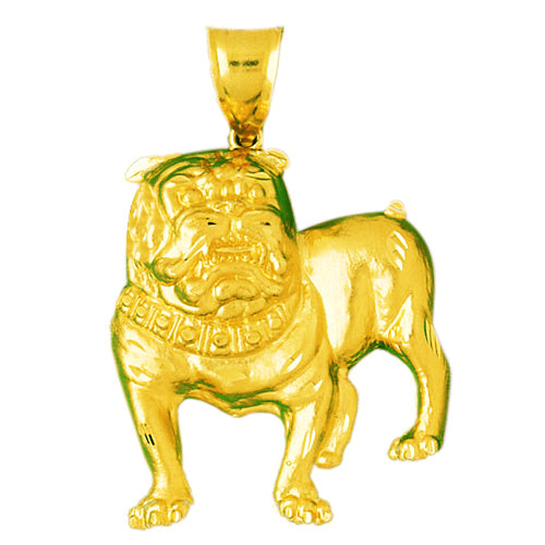 14K Yellow Gold 46MM Bulldog Pendant