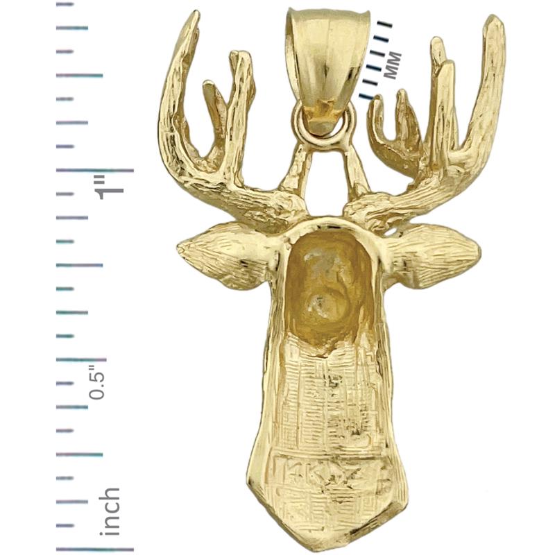 14K Gold Neck High Deer Head Pendant