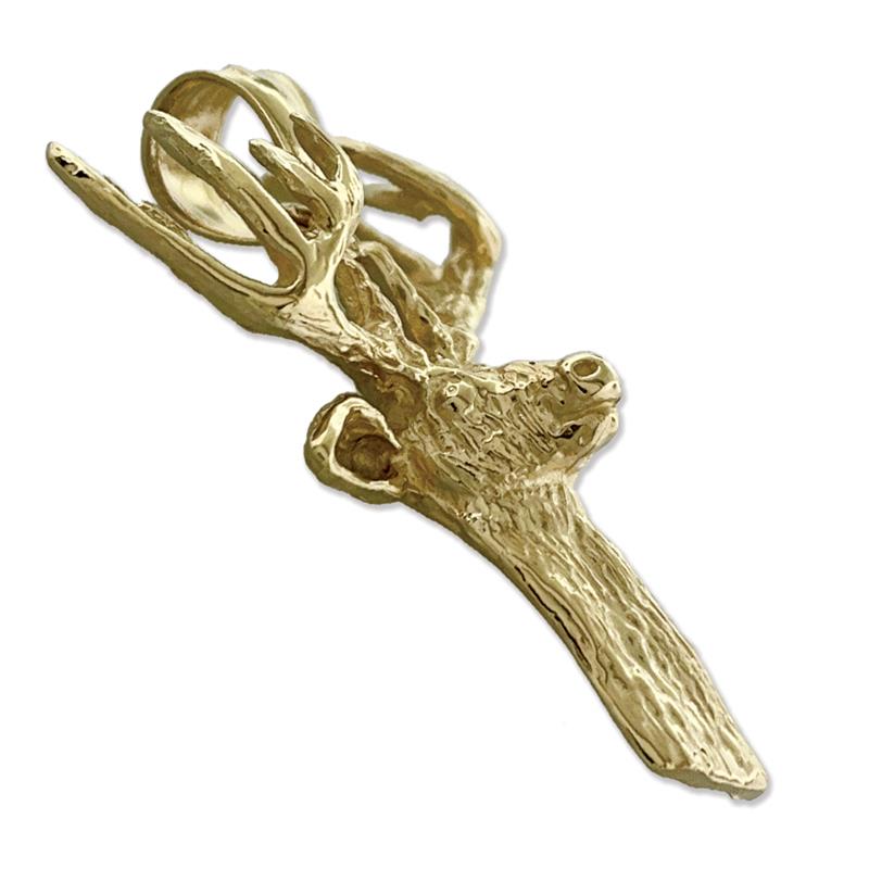 14K Gold Neck High Deer Head Pendant