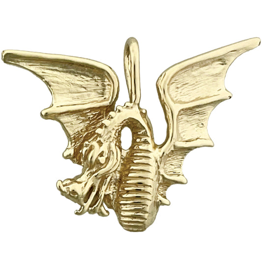 14K Gold Winged Dragon Pendant Slide