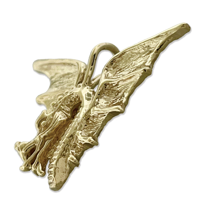 14K Gold Winged Dragon Pendant Slide